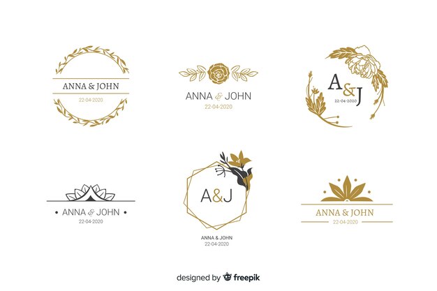 Wedding monogram logo templates collection