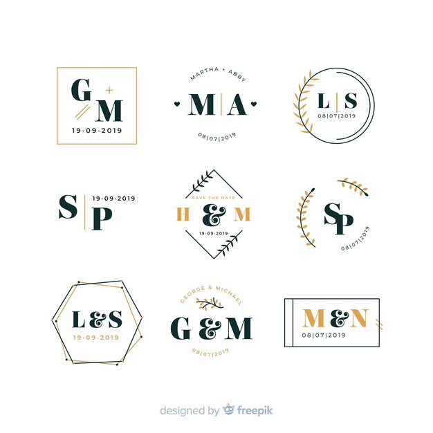 Wedding monogram logo templates collection