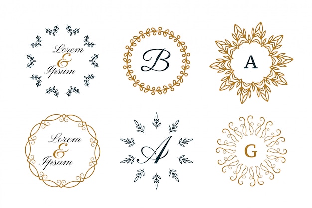 Свадебные монограммы или декоративные логотипы в наборе стиля мандалы