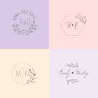 Free vector wedding monograms in pastel colors collection