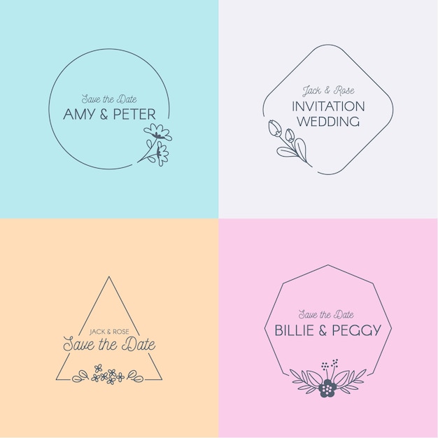 Free vector wedding monograms in pastel colors