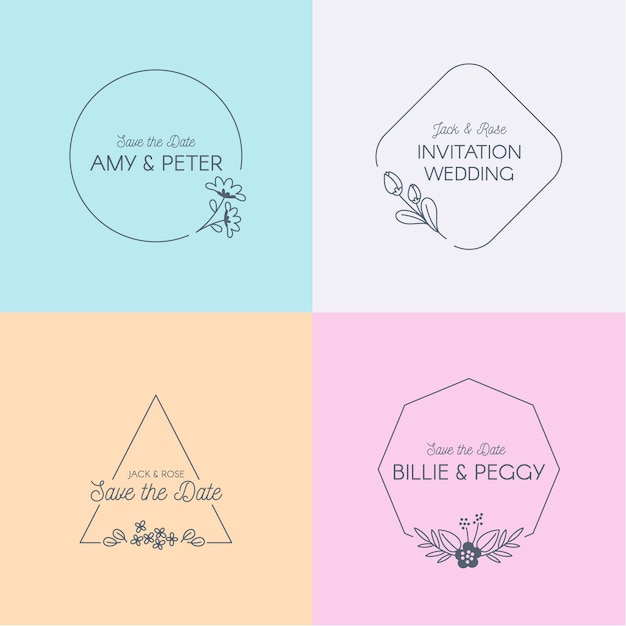 wedding monograms in pastel colors