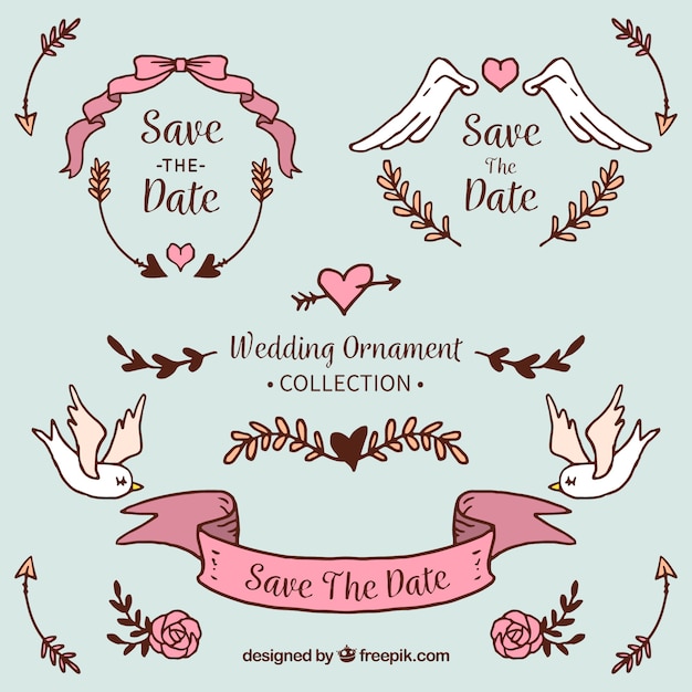 Free vector wedding ornament collection