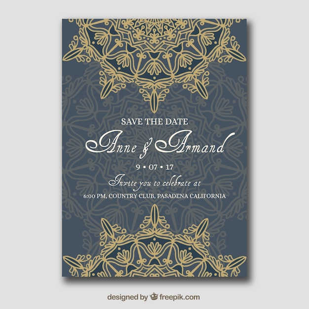 Wedding ornamental card with mandala