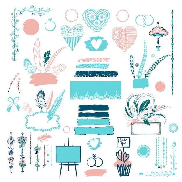 Free vector wedding ornamental element collection