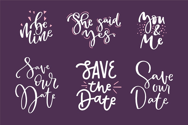 Free Vector wedding ornamental lettering set