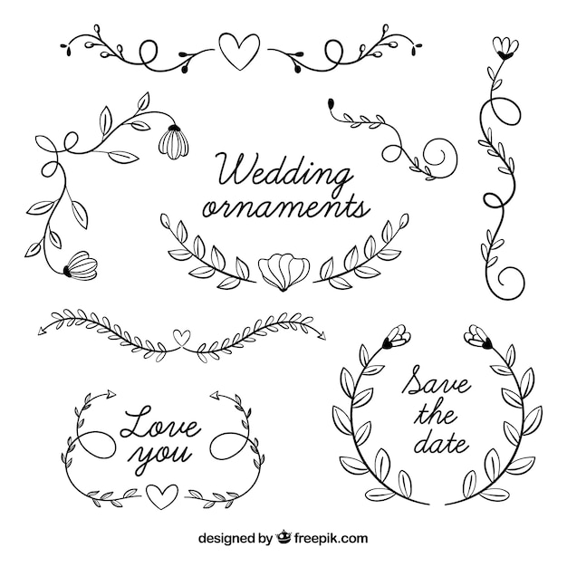 Free vector wedding ornaments collection to decorate