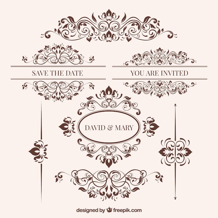 Free Vector wedding ornaments collection to decorate