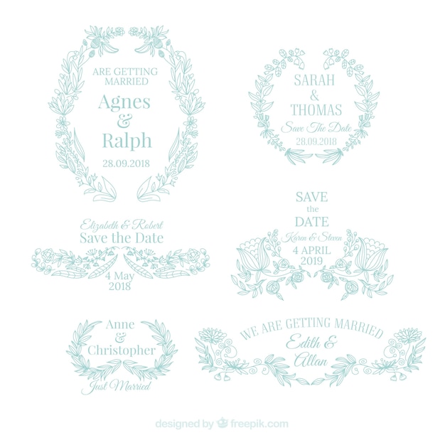 Wedding ornaments collection for free vector download