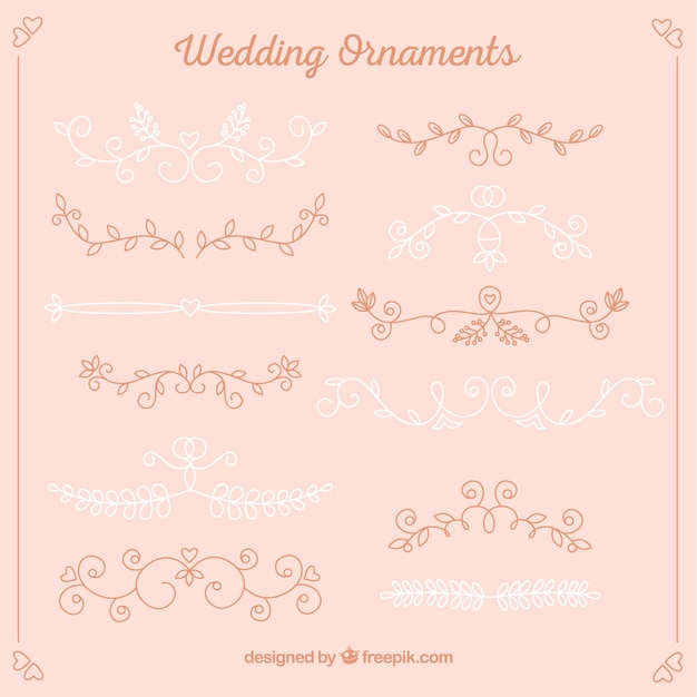 Wedding ornaments collection in flat design – Free vector for download