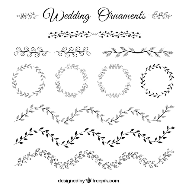 Free vector wedding ornaments collection without color