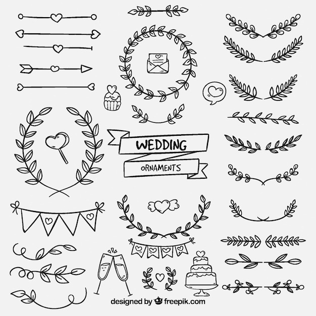 Free vector wedding ornaments collection