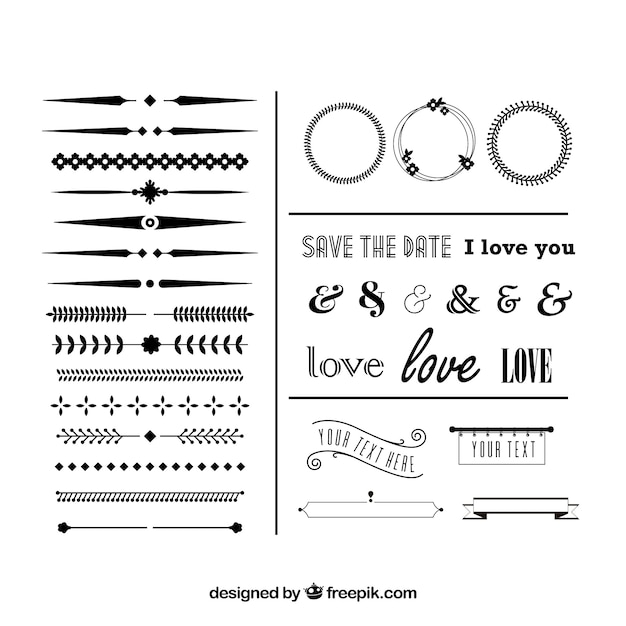 Free vector wedding ornaments collection