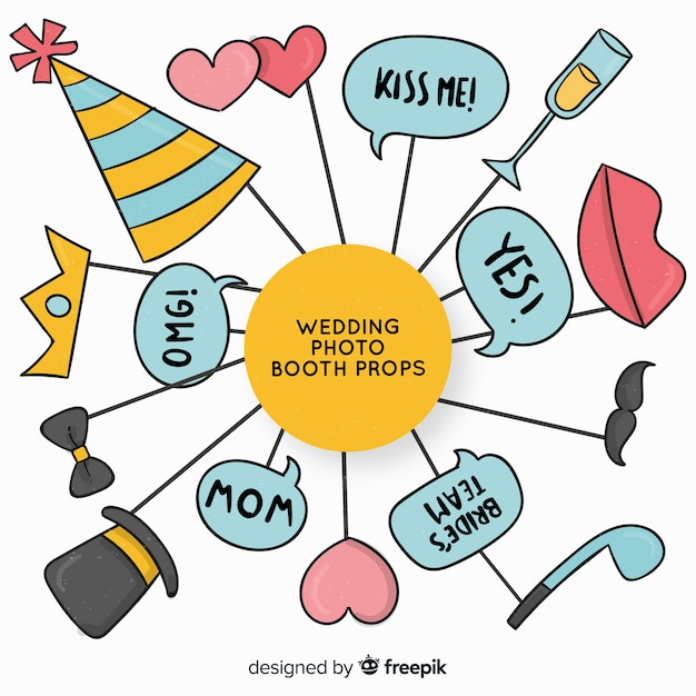 Free vector wedding photo booth prop collection