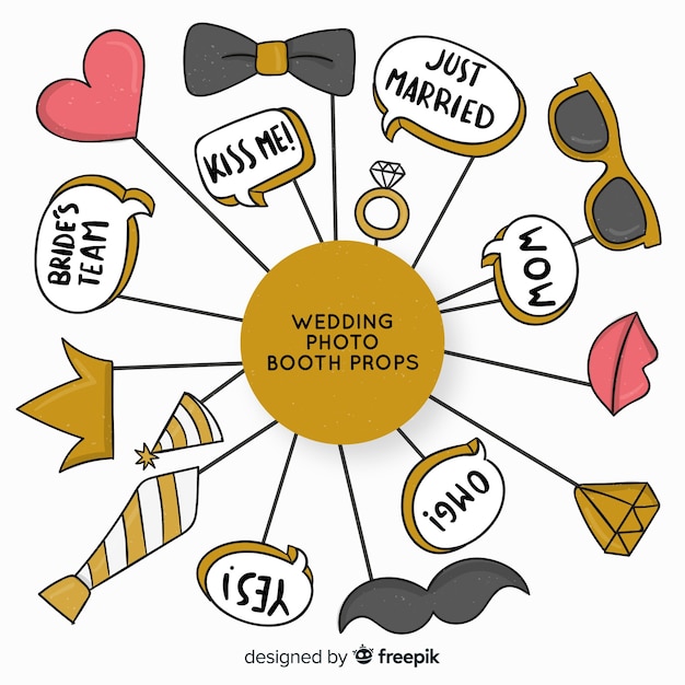 Free vector wedding photo booth prop collection