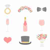 Free vector wedding photo booth props