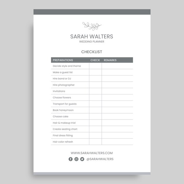 Wedding planner checklist template