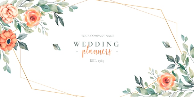 Free vector wedding planner floral banner with logotype