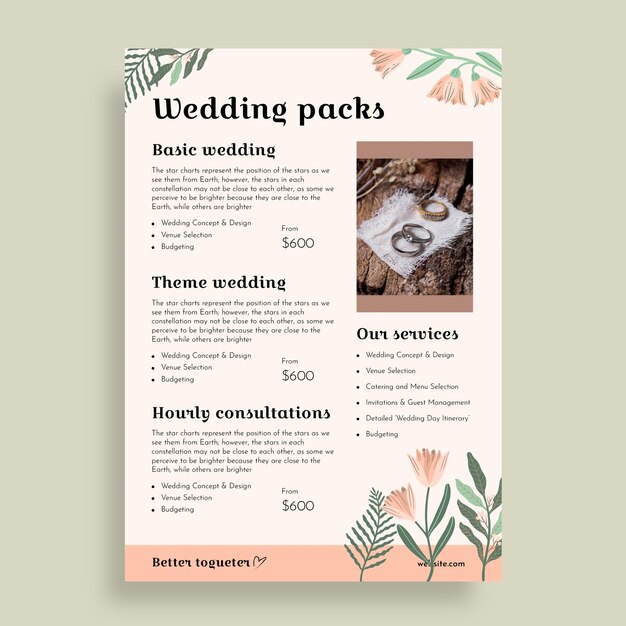 Wedding planner price list template