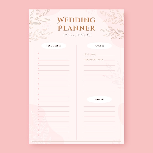 Free vector wedding planner template design