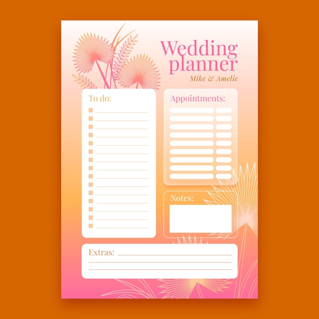 Free vector wedding planner template design