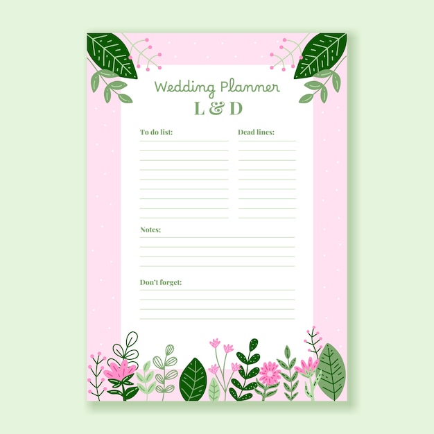 Vettore gratuito progettazione del modello di wedding planner