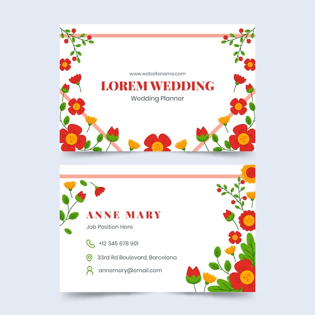 Free vector wedding planning business card template design