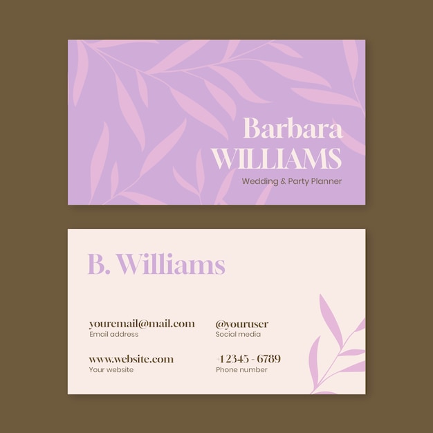 Бесплатное векторное изображение Дизайн шаблона визитной карточки планирования свадьбы