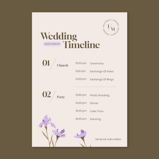 wedding table seating chart template Free vector wedding planning day schedule template design