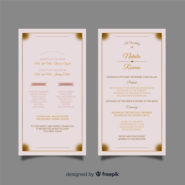 Free vector wedding program