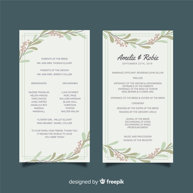 Wedding program 
