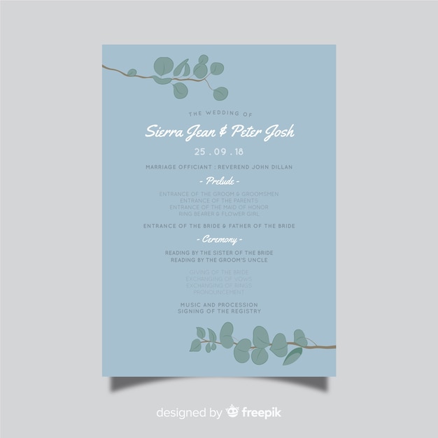 Free vector wedding program