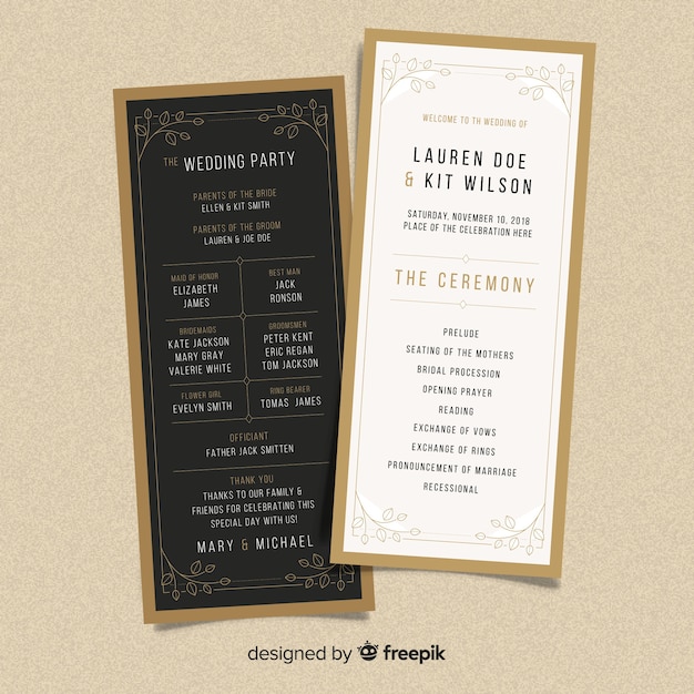 Free vector wedding program