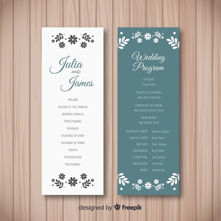 Free Vector wedding program