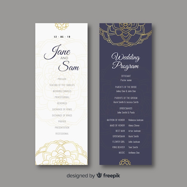 Free vector wedding program