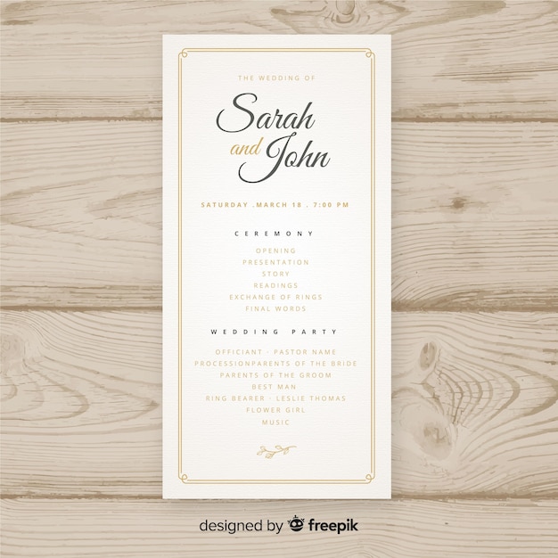 Free vector wedding program