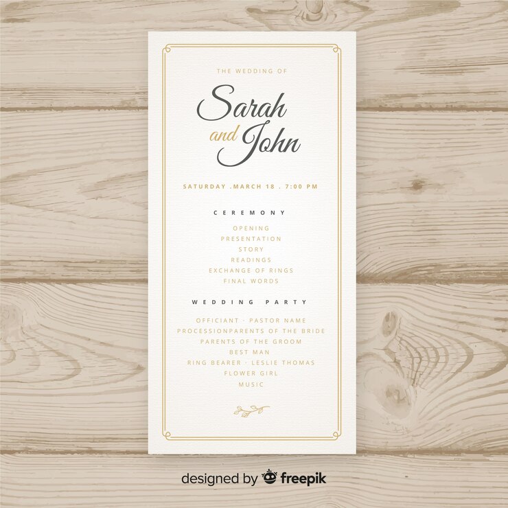Free Vector wedding program