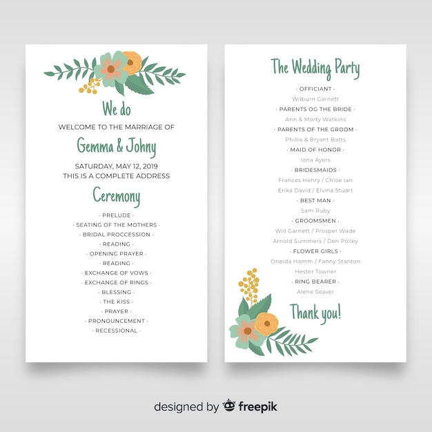 Free vector wedding program