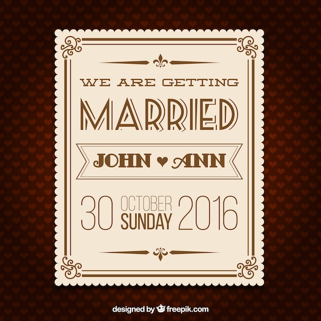 Free vector wedding retro invitation card