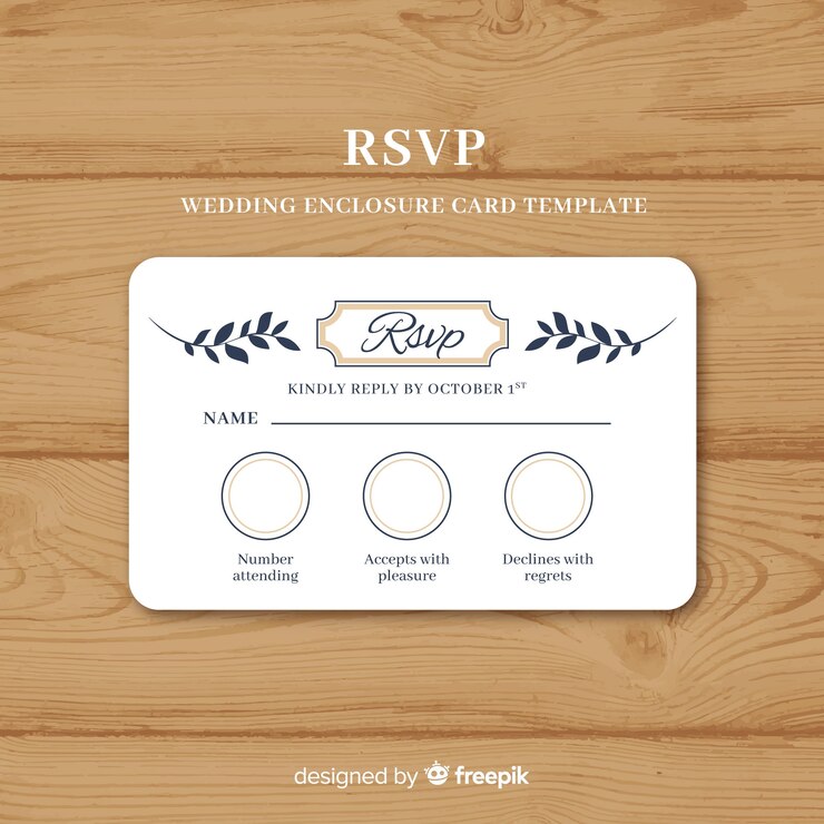 Бесплатный Вектор свадебная карточка rsvp