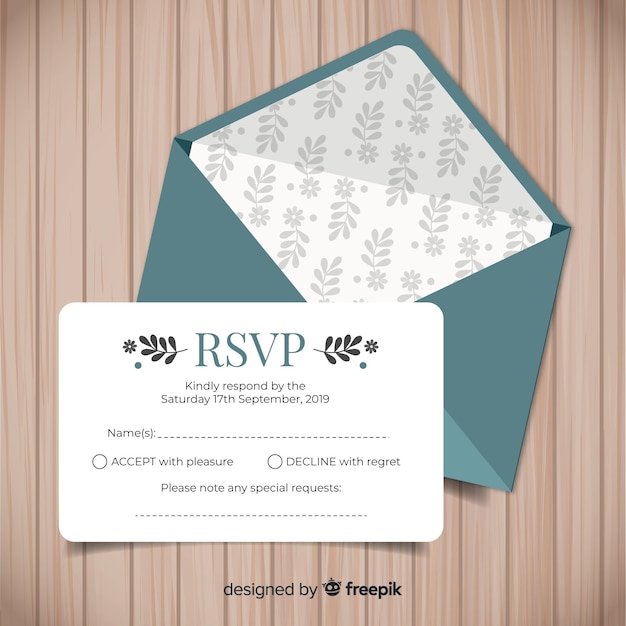 Бесплатное векторное изображение Свадебная карточка rsvp