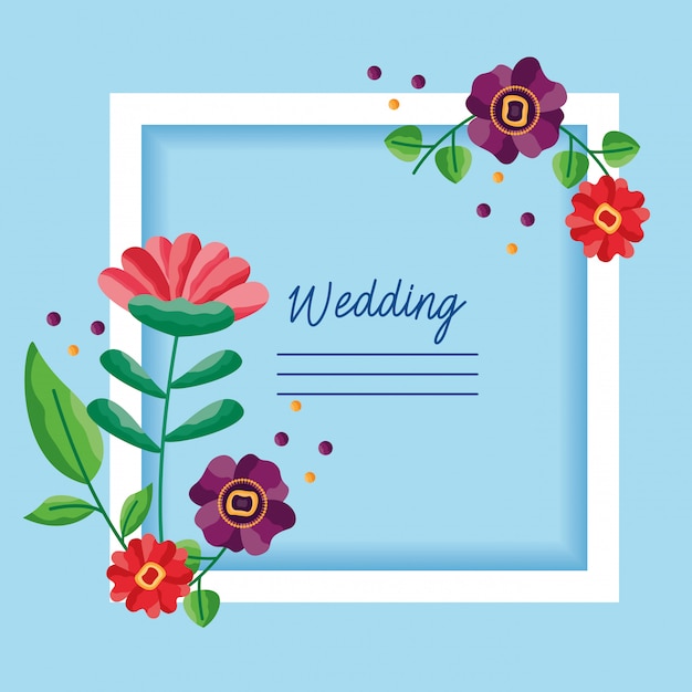 Wedding save the date flowers card frame