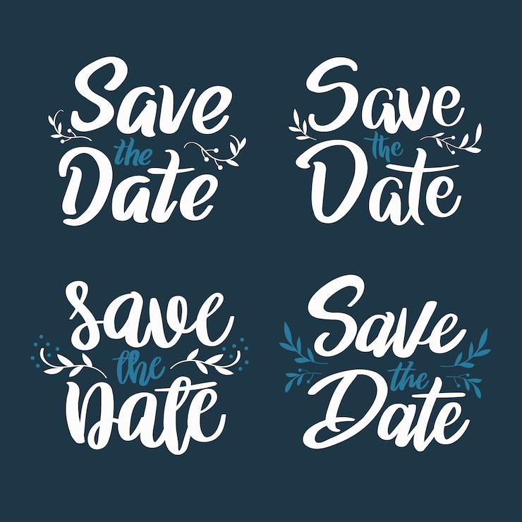 Free Vector wedding save the date lettering collection