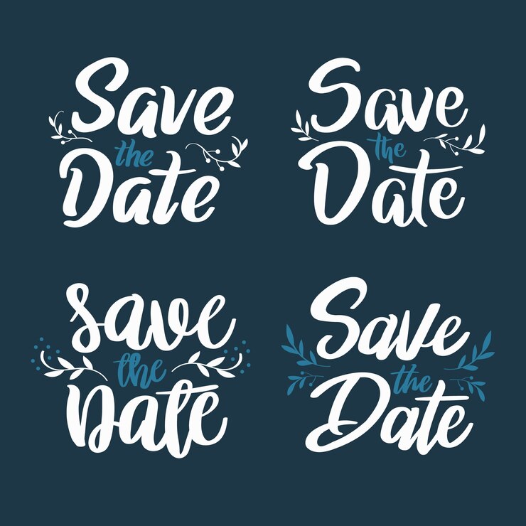Free Vector wedding save the date lettering collection