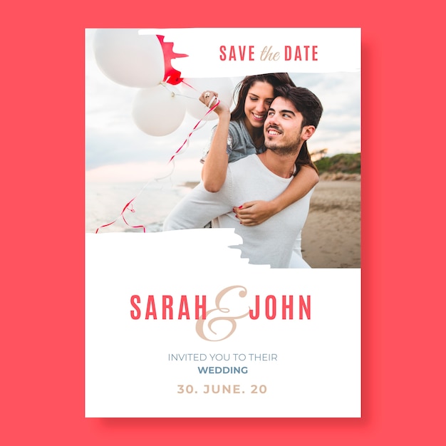 Wedding save the date template with photo