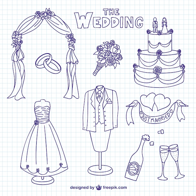 Free Vector wedding scribbles