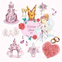 Free vector wedding sketch colored