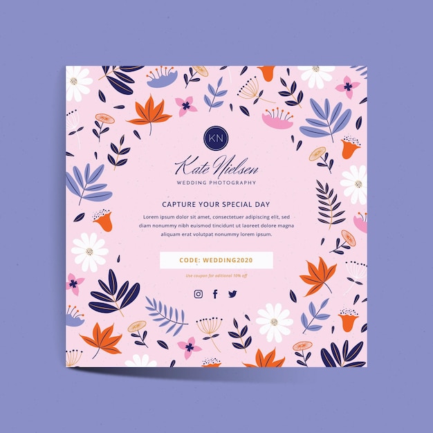 Free vector wedding square flyer