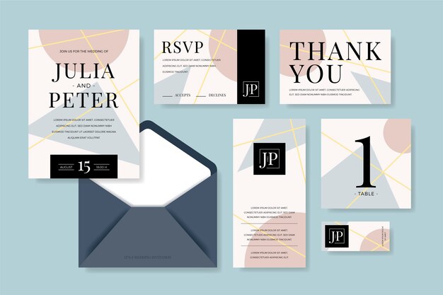 Free vector wedding stationery in abstract syle