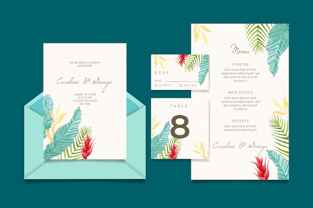 Free vector wedding stationery collection